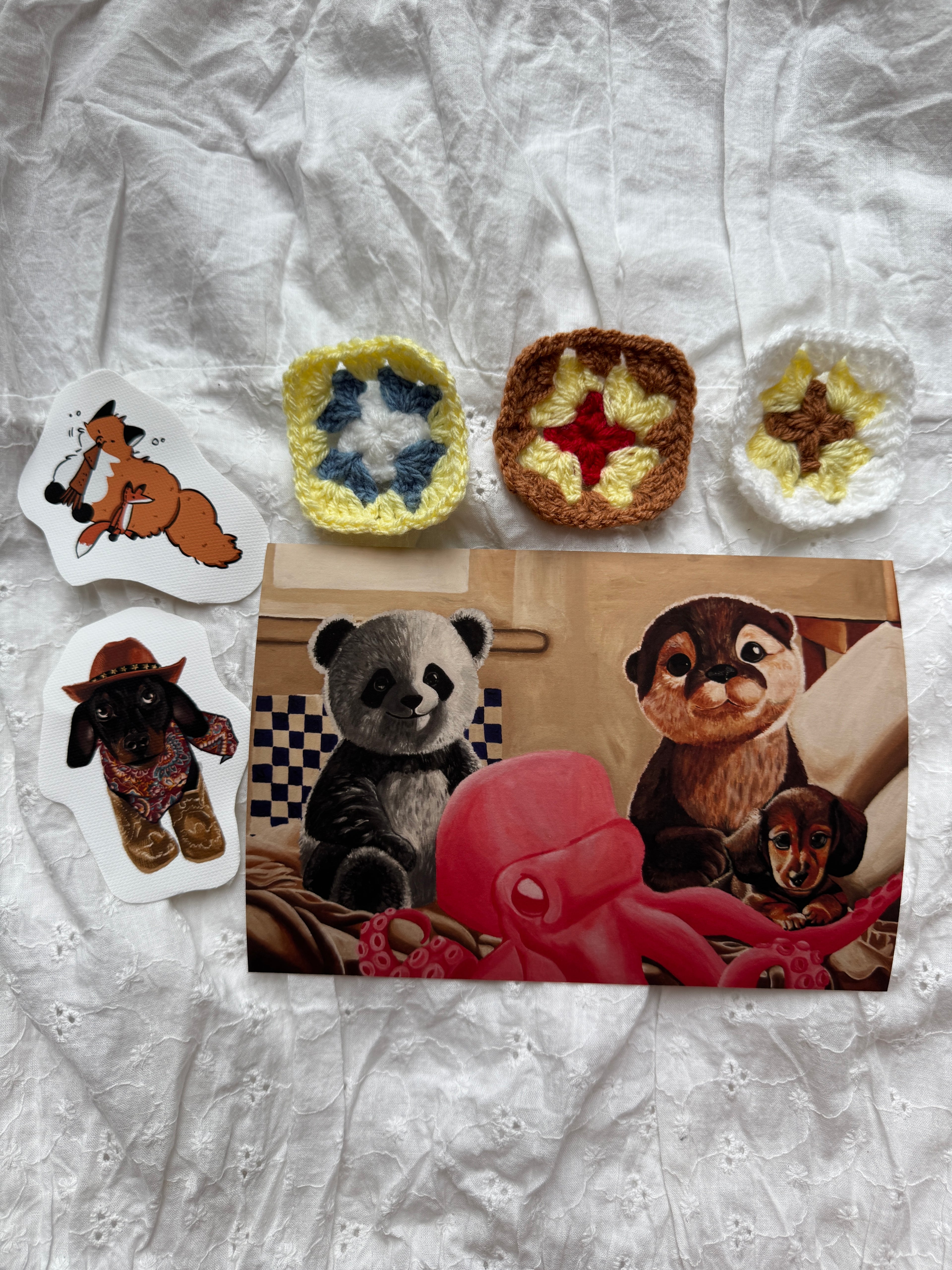 Plushies (warm) - Print of an Acrylic Painting (A5)