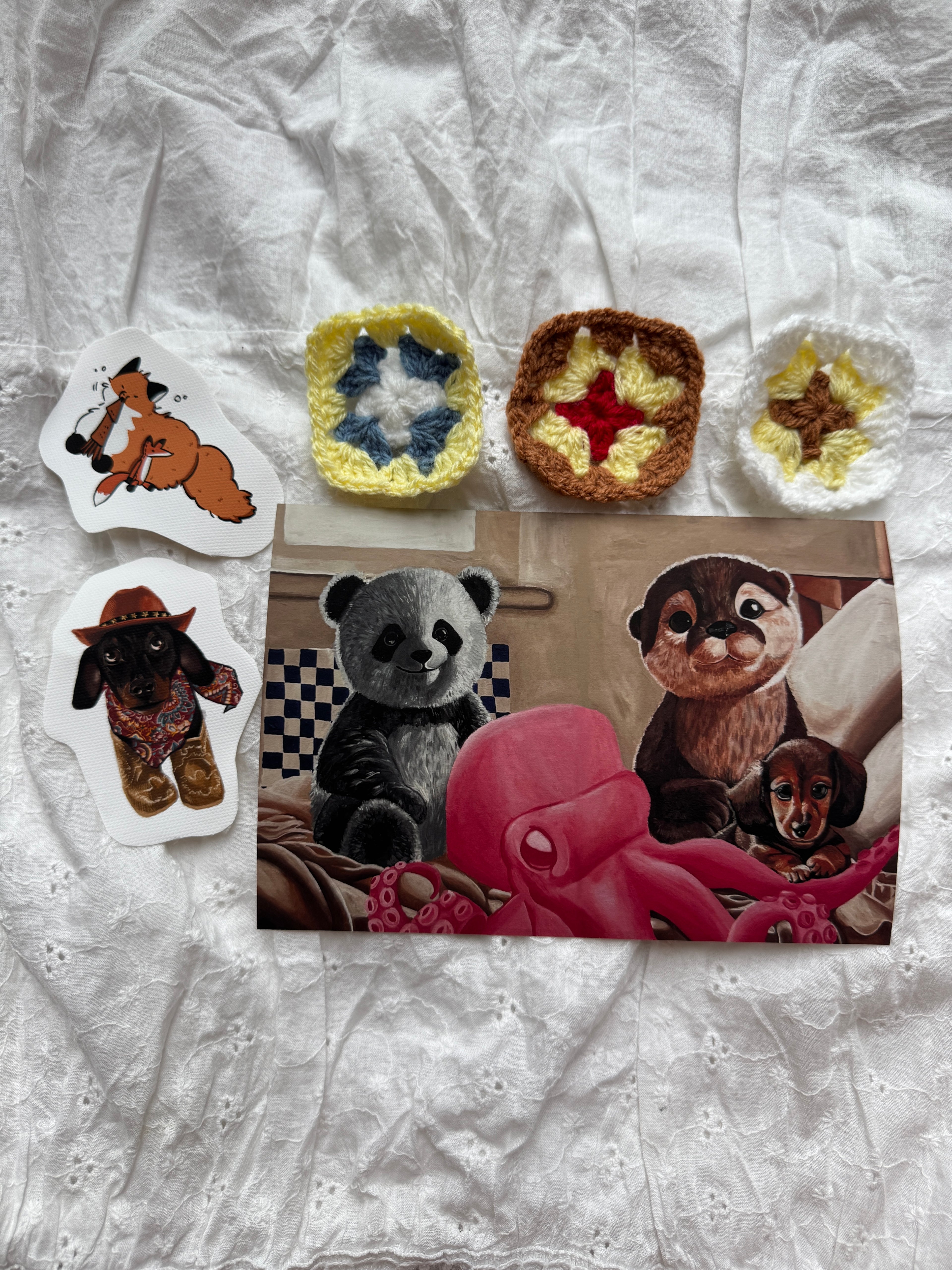 Plushies (Cold) - Print of an Acrylic Painting (A5)