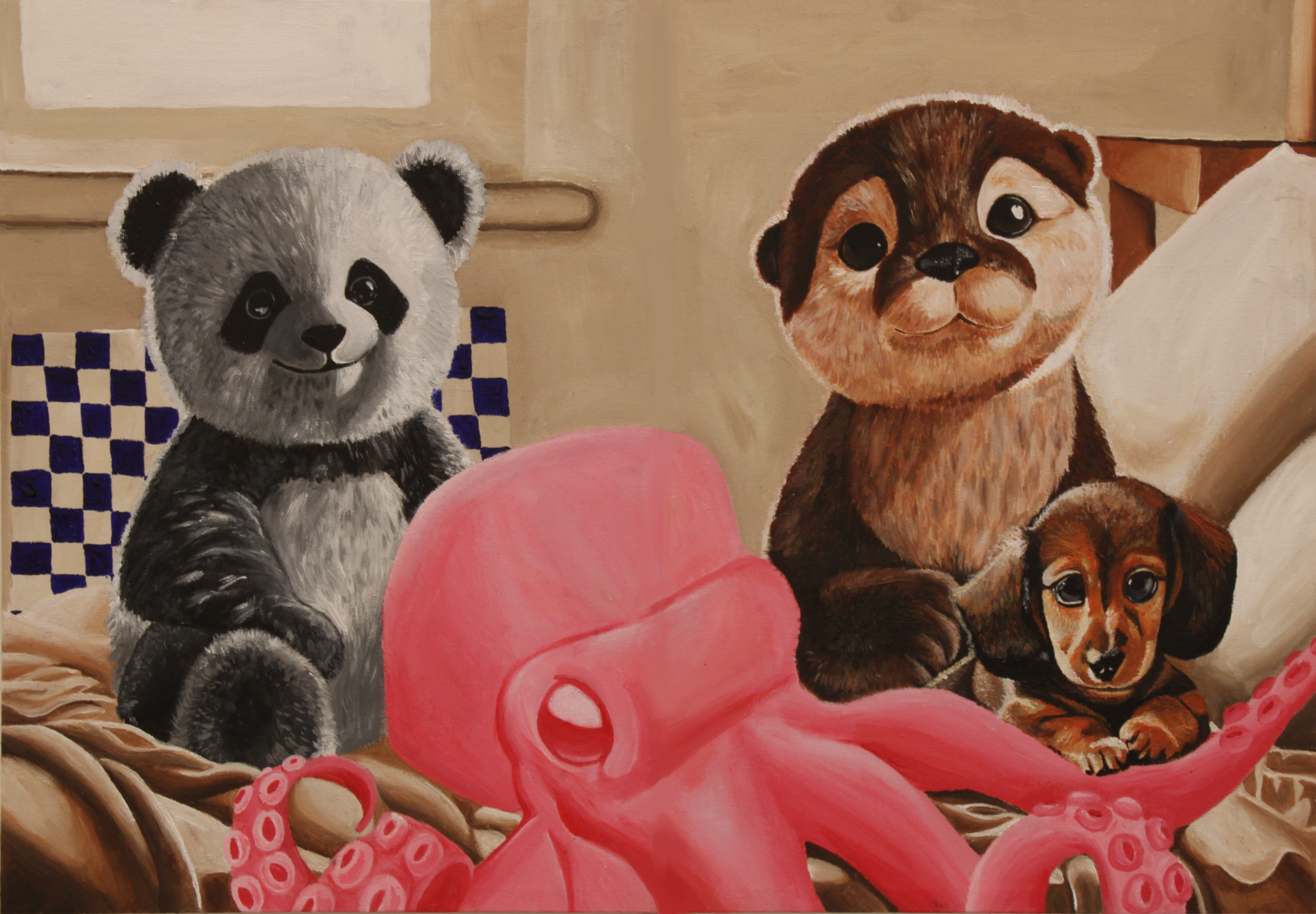 Plushies (warm) - Print of an Acrylic Painting (A5)