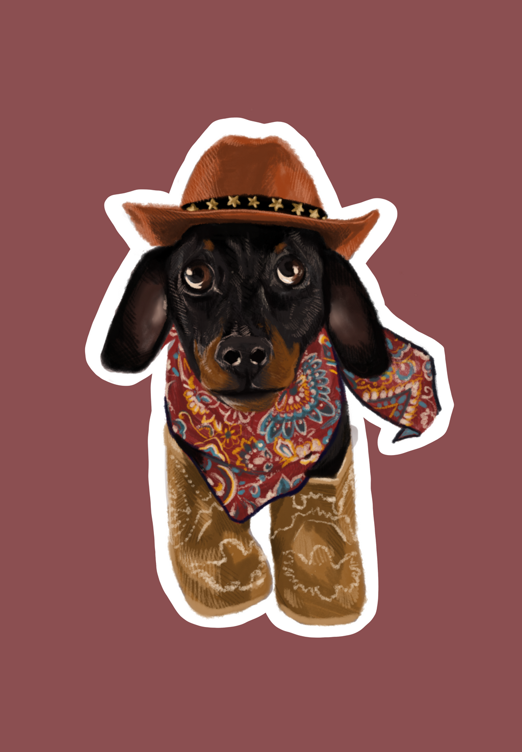 Cowboy Dog - Sticker (7cm)